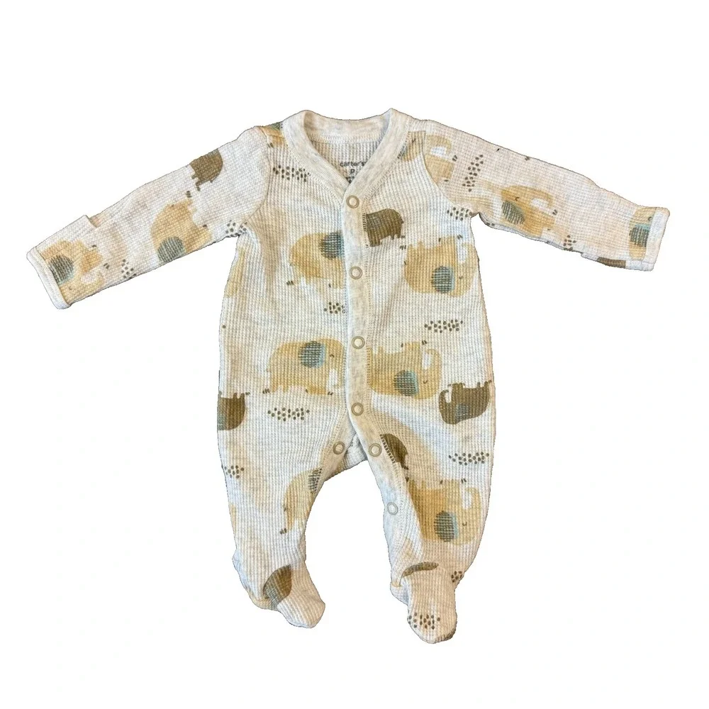 Carters Preemie Baby Boy Sleeper Outfit Romper Cotton Doll Neutral Colors Animal